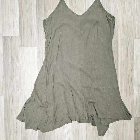 Umgee Womens Green Dress Spaghetti Strap Gathered Waist V-neck Lace Large - Picture 7 of 7